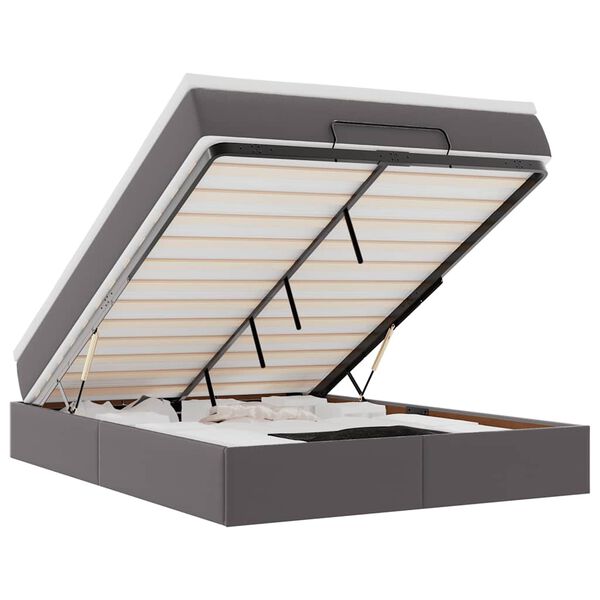 vidaXL Otomanski okvir kreveta s madracem sivi 140x200cm umjetna koža