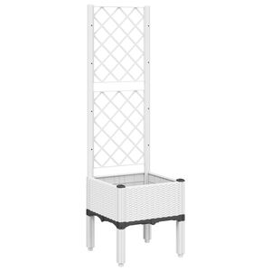 vidaXL Vrtna sadilica s re&scaron;etkom bijela 40 x 40 x 142 cm PP
