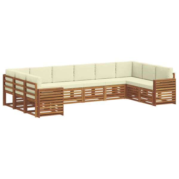 vidaXL Setovi sofa 10 pcs Prirodna i krem Čvrsto drvo akacije