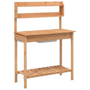 vidaXL Stol za sadnju sa sudoperom 147,5x44x139,5 cm masivna jelovina