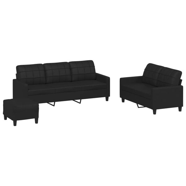 vidaXL 3-dijelni set sofa s jastucima crni od umjetne kože