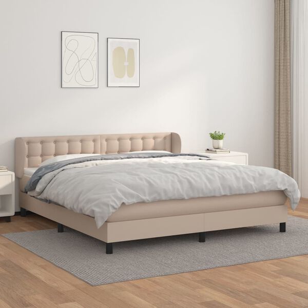 vidaXL Krevet box spring s madracem cappuccino 180x200 cm umjetna koža