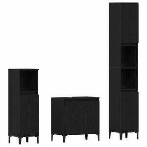 vidaXL Set namje&scaron;taja za kupaonicu Zidne s pohranom 3 pcs Crni hrast