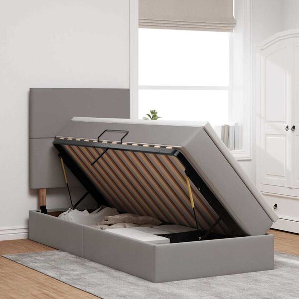 vidaXL Krevet s prostorom za pohranu s LED-om Sivo-smeđa 100 x 200 cm
