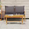 vidaXL Bistro set s jastukom 2 pcs Prirodna nafta Čvrsto drvo akacije
