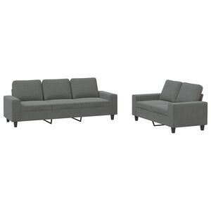 vidaXL 2-dijelni set sofa tamnosivi od tkanine