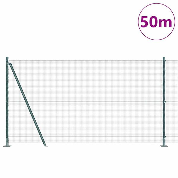 vidaXL Stup za ogradu Zelena 50 x 1,2 m (16 x 16 mm mreža) Čelik i PVC