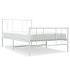 vidaXL Metalni okvir kreveta uzglavlje i podnožje bijeli 100x200 cm