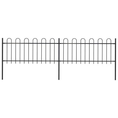 vidaXL Vrtna ograda s ukrasnim lukovima čelična 3,4 x 0,8 m crna