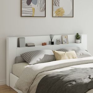 vidaXL Ormarić za uzglavlje s LED svjetlima bijeli 220x16,5x103,5 cm