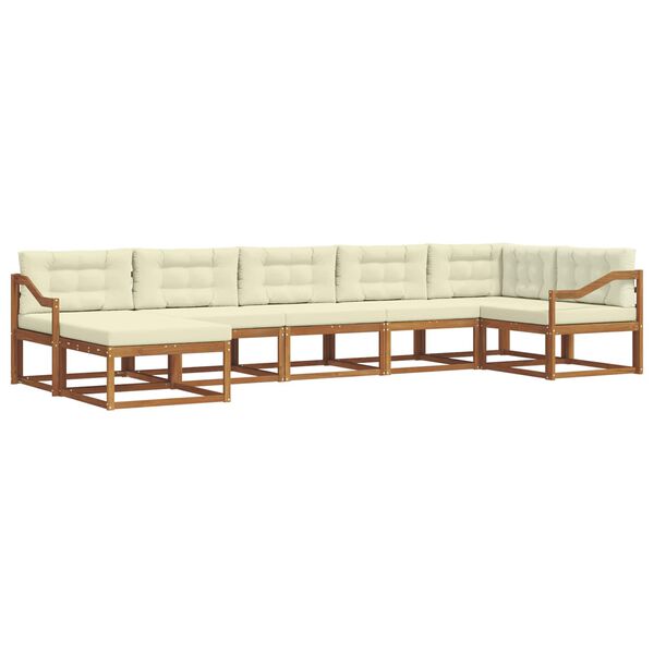 vidaXL Set vanjskih sofa s jastukom 7 pcs Prirodna i krem