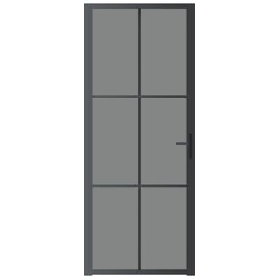 vidaXL Unutarnja vrata 83 x 201,5 cm crna od ESG stakla i aluminija