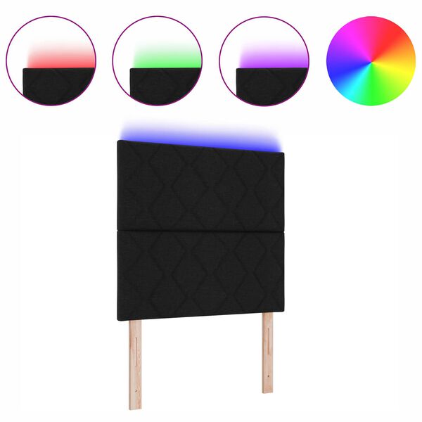 vidaXL Uzglavlje S LED lampica s uzglavljem Crna 100 cm tkanina