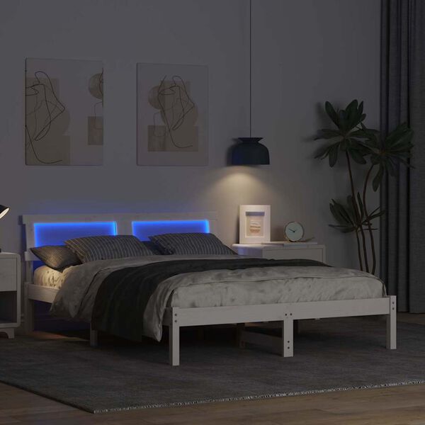 vidaXL Krevetna konstrukcija Bijelo 120 x 200 cm Čvrsto borovo drvo