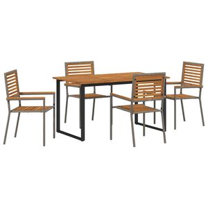 vidaXL Vrtni set za objed 5 pcs Siva Čvrsto drvo akacije