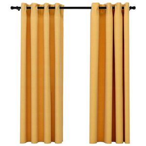 vidaXL Zavjese za zamračivanje s prstenima 2 kom žute 140 x 175 cm