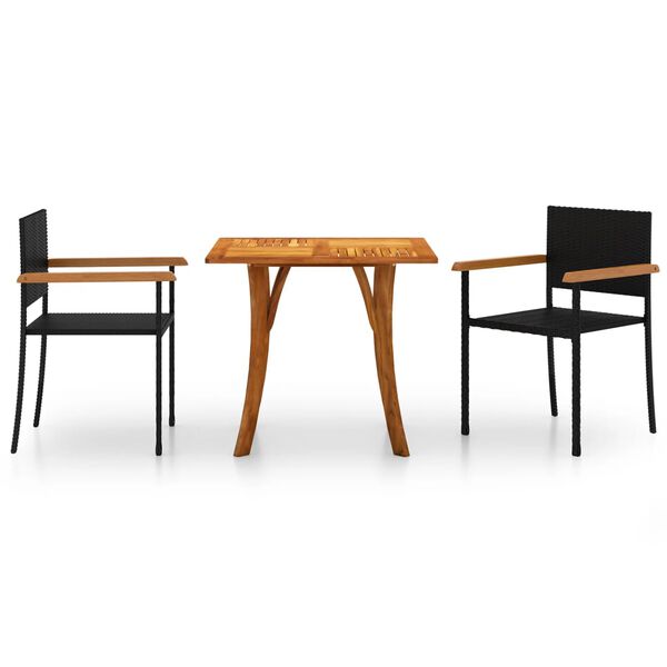 vidaXL 3-dijelni vrtni blagovaonski set crni