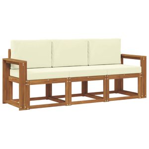 vidaXL Set vanjskih sofa s jastukom 3 pcs Prirodna i krem