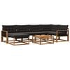 vidaXL Set vanjskih sofa 7 pcs Prirodna i crna Čvrsto drvo akacije