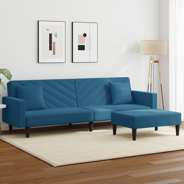 vidaXL 2-dijelni set sofa s jastucima plavi baršunasti