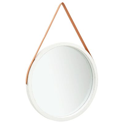 vidaXL Zidno ogledalo s trakom 60 cm bijelo
