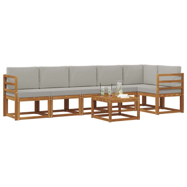 vidaXL Set vanjskih sofa s jastukom 7 pcs Prirodna i svijetlo siva