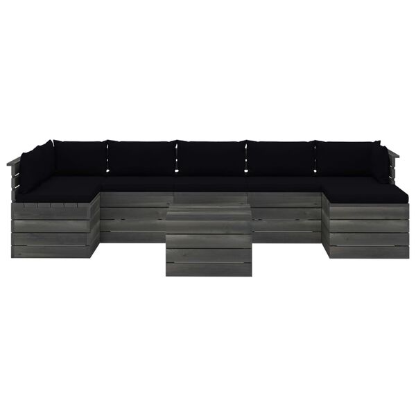 vidaXL 8-dijelna vrtna garnitura od paleta od borovine s jastucima