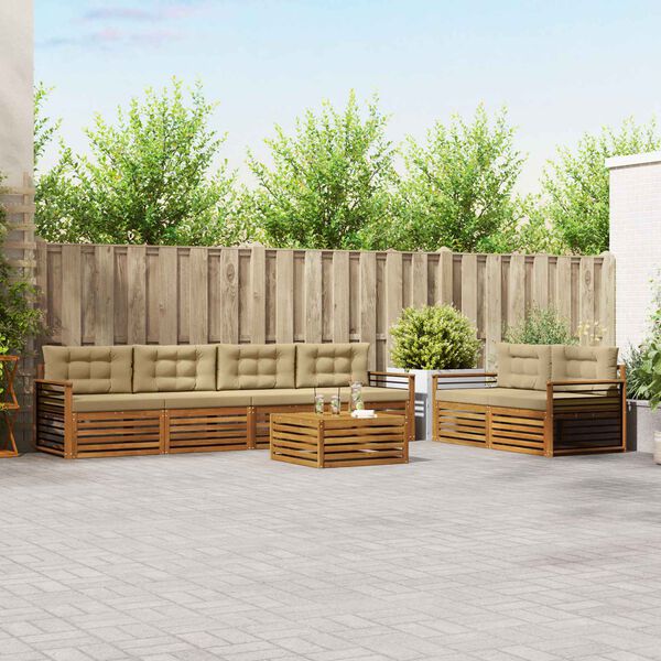 vidaXL Set vanjskih sofa s jastukom 7 pcs Prirodna i bež