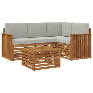 vidaXL Set vanjskih sofa s jastukom 5 pcs Prirodna i svijetlo siva