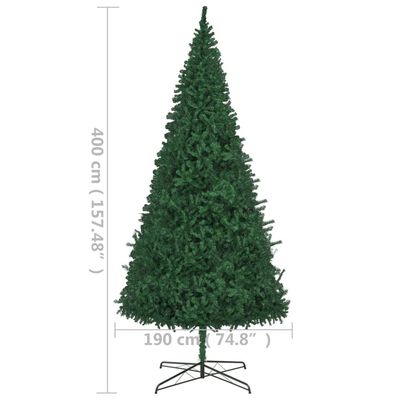 vidaXL Umjetno osvijetljeno božićno drvce 400 cm zeleno