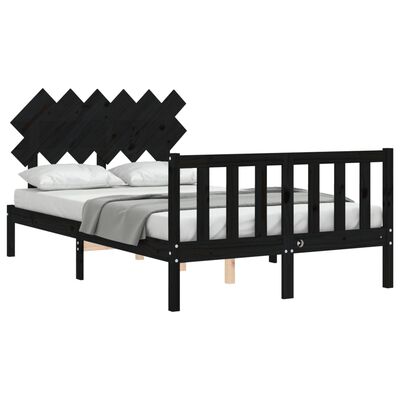 vidaXL Okvir kreveta s uzglavljem crni bračni od masivnog drva