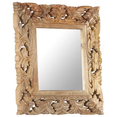 vidaXL Ručno izrezbareno ogledalo smeđe 50 x 50 cm masivno drvo manga