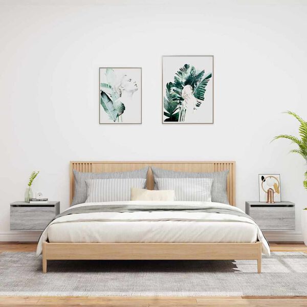 vidaXL Zidni noćni ormarići s LED svjetlima 2 kom boja hrasta sonome