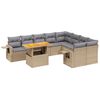 vidaXL 10-dijelni set vrtnih sofa s jastucima bež od poliratana