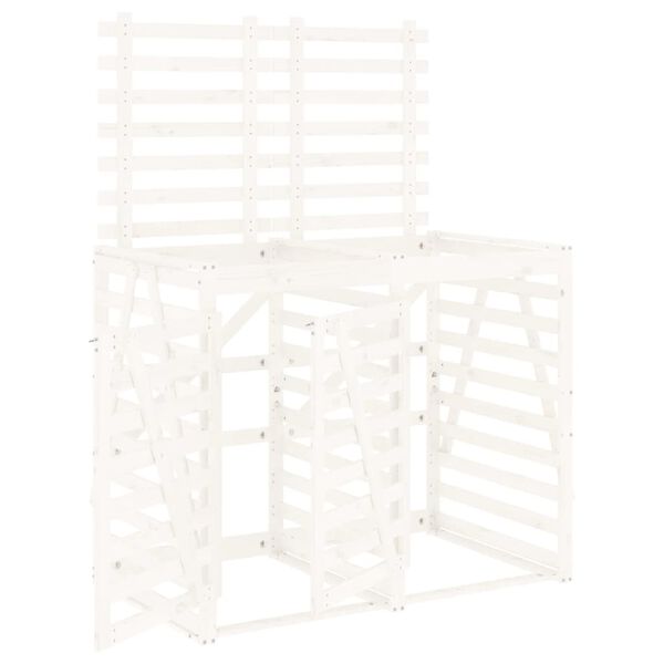 vidaXL Dvostruko spremi&scaron;te za kante za smeće bijelo masivna borovina