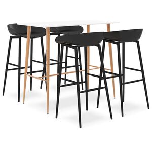 vidaXL 5-dijelni barski set bijelo-crni