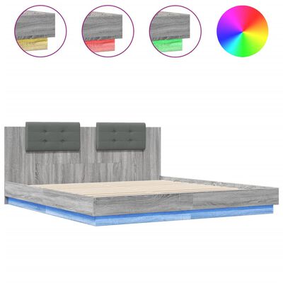 vidaXL Okvir kreveta s uzglavljem LED boja hrasta sonome 200 x 200 cm
