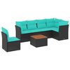 vidaXL 7-dijelni set vrtnih sofa od poliratana s jastucima crni
