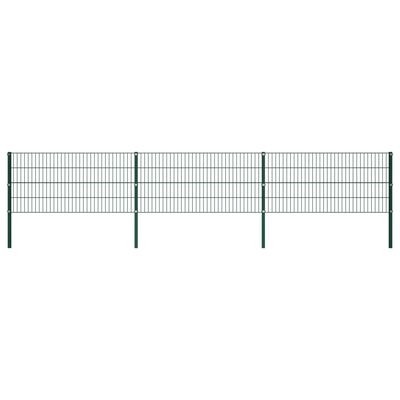 vidaXL Panel za ogradu sa stupovima željezni 5,1 m zeleni