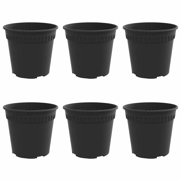 vidaXL Okrugla saksija za cveće 6 pcs Crna &Oslash; 19 x 16 cm Plastika