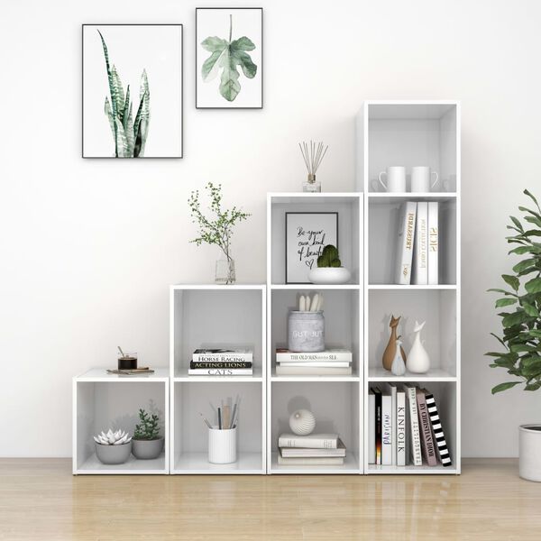 vidaXL 4-dijelni set TV ormarića visoki sjaj bijeli konstruirano drvo