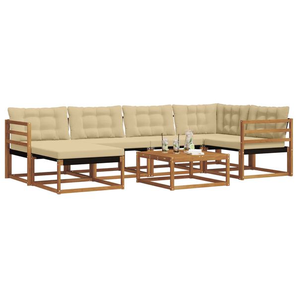 vidaXL Set vanjskih sofa 19 pcs Prirodna i bež Čvrsto drvo akacije