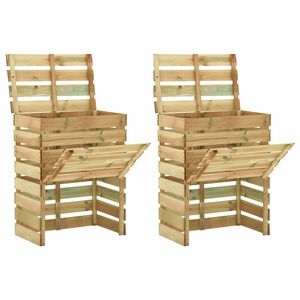 vidaXL Komposter s letvicama 2 pcs Zelena 110 x 58 x 113 cm