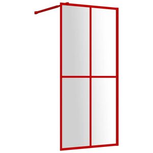 vidaXL Stijenka za walk-in tu&scaron; sa staklom ESG crvena 100 x 195 cm