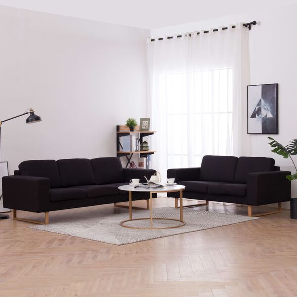 vidaXL 2-dijelni set sofa od tkanine crni