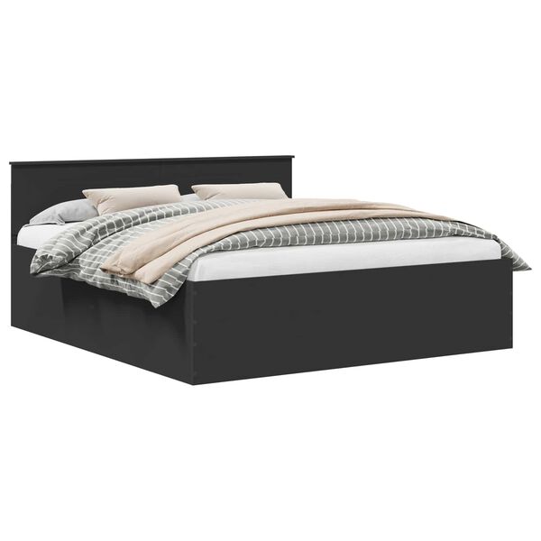 vidaXL Krevetna konstrukcija Crna 200 x 200 cm Konstruirano drvo