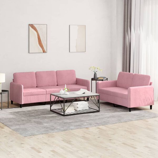 vidaXL 2-dijelni set sofa ružičasti baršunasti