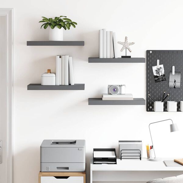 vidaXL Plutajuće zidne police 4 kom sjajne sive 50 x 23 x 3,8 cm MDF