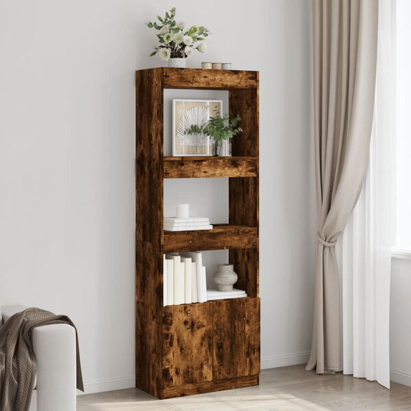 vidaXL Visoka komoda Smoked Oak 63x33x180 cm od konstruiranog drva