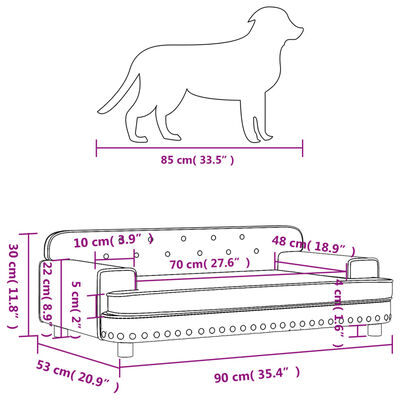 vidaXL Krevet za pse smeđi 90 x 53 x 30 cm od umjetne kože